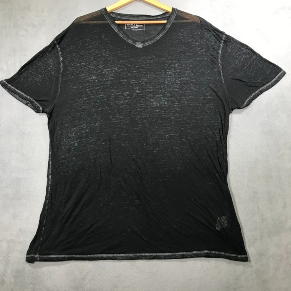 Buckle Black Burnout T Shirt Men's 3XL XXXL Sheer Paper Thin Short Sleeve